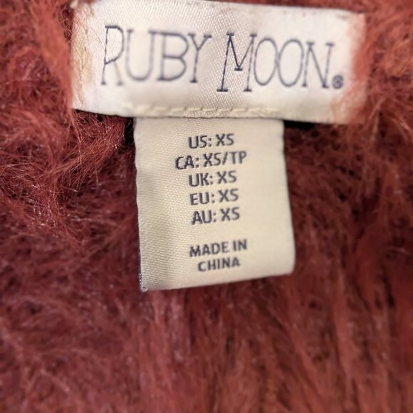 Ruby Moon Wine Red Cut Out Fuzzy Sweater Tunic, Size XS, Gently Used! EUC - Picture 7 of 7